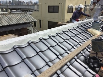 岡山市北区 屋根工事 棟施工