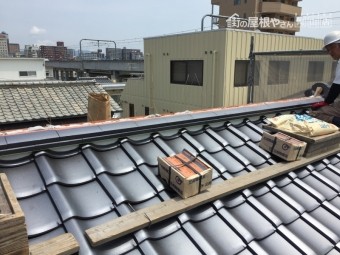 岡山市北区 屋葺き替え工事 棟工事