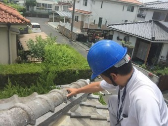 赤磐市 雨漏り修理 棟瓦積み直し