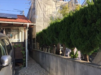 岡山市北区 瓦屋根葺き替え工事 養生足場の解体