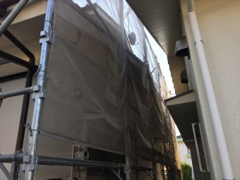 岡山市北区 瓦屋根葺き替え工事 養生足場の解体