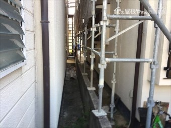 岡山市北区 瓦屋根葺き替え工事 養生足場の解体