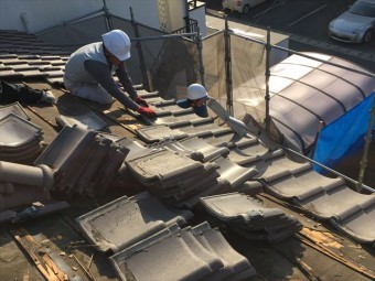岡山市北区 屋根工事 瓦撤去