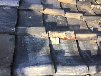 瀬戸内市 瓦葺き替え工事 屋根点検 割れ瓦