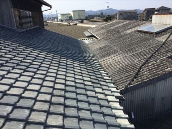 岡山市南区 太陽熱温水器撤去スレート点検