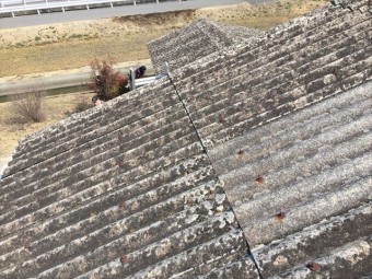 岡山市南区 太陽熱温水器撤去スレート点検