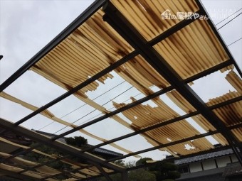 総社市 カーポートの屋根壊れました
