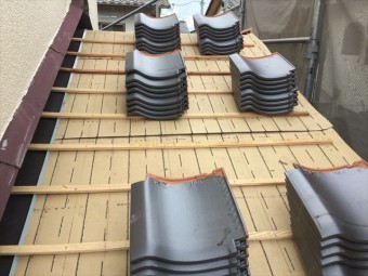 岡山市南区 瓦屋根葺き替え工事 瓦葺き