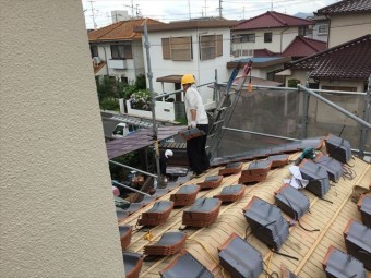 岡山市南区 屋根工事 雨漏り修理 瓦揚げ・瓦配り