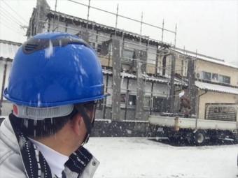 津山市 棟積み直し 養生足場