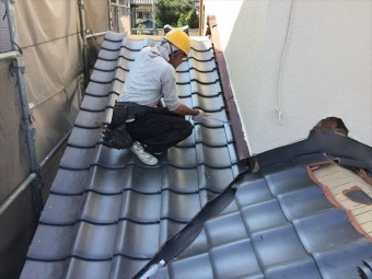 岡山市南区 屋根工事 雨漏り修理 谷瓦カット