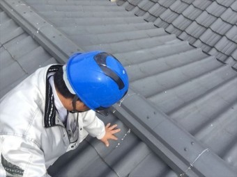 岡山市中区 割れ瓦修理・点検 スレートの瓦
