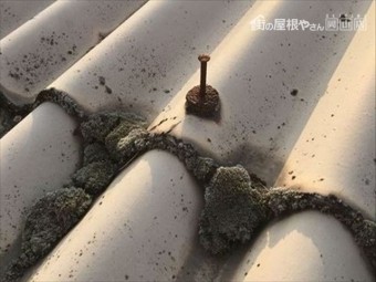 岡山市東区 スレート屋根修理の点件 釘の浮き