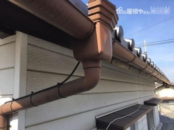 岡山市北区 外壁塗装 雨樋も色あせ