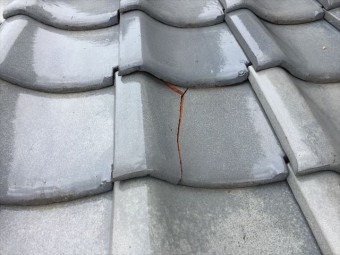 赤磐市で雨漏り修理 割れ瓦