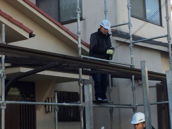 岡山市北区 屋根瓦葺き替え工事 養生足場