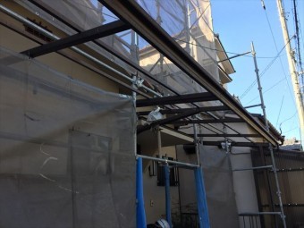 岡山市北区 スーパーガルテクトの工事終わり足場解体