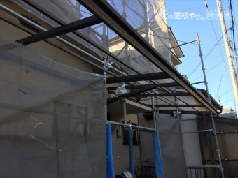 岡山市北区 スーパーガルテクトの工事終わり足場解体