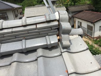 赤磐市で雨漏り修理 鬼のところの漆喰欠落