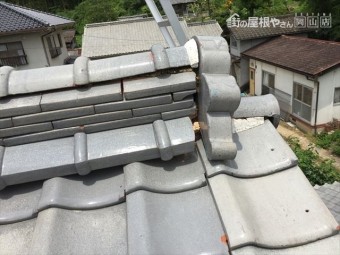 赤磐市で雨漏り修理 鬼のところの漆喰欠落
