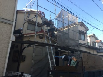 岡山市北区 屋根瓦葺き替え工事 瓦撤去
