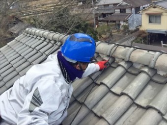 赤磐市 屋根瓦点検 瓦のズレ 樋の詰まり