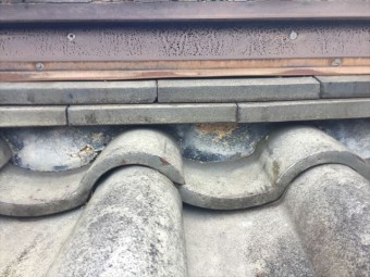 赤磐市 屋根瓦点検 瓦のズレ 三日月漆喰欠落