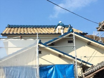 備前市 瓦葺き替え工事 瓦撤去