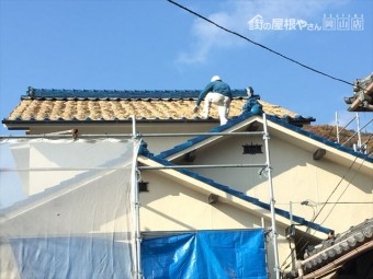 備前市 瓦葺き替え工事 瓦撤去