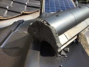 岡山市南区 屋根補修工事 漆喰欠落