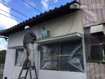 岡山市北区 外壁塗装ローラー仕上げです。