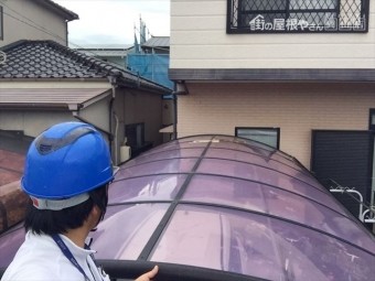 岡山市中区でカーポートの屋根取り換え