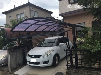 岡山市中区でカーポートの屋根取り換え 穴があいてます