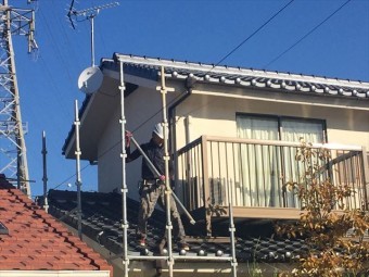 岡山市北区 瓦屋根葺き替え工事 養生足場の解体