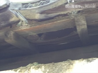 岡山市東区 蔵の屋根修理、野地板補修