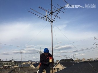 岡山市北区でスーパーガルテクトの工事中にアンテナが不具合です