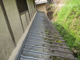 岡山県久米南町 屋根工事 セメント瓦 瓦にコケ