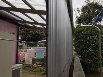 玉野市でポリカナミイタ工事