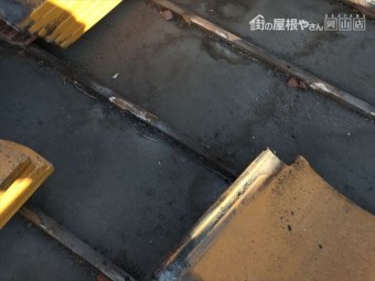 岡山市南区 毛細管現象で雨漏り跡
