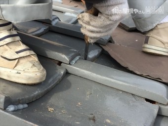 岡山市南区 屋根修繕 瓦止めラバーロック工法
