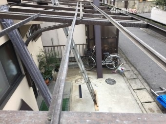 岡山市北区 カーポートの部材復旧