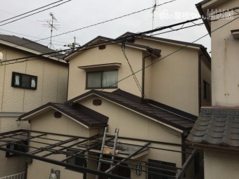 岡山市北区 養生足場解体