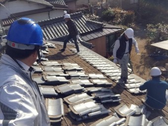 岡山市中区 瓦葺き替え工事確認