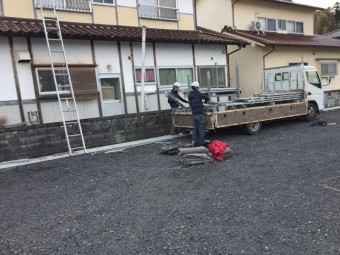 津山市 足場積み込み