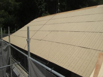 岡山県久米南町 屋根工事 雨漏り修理 防水シート張り