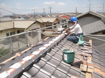 岡山市南区 屋根工事 屋根リフォーム 大屋ね本棟1段目施工