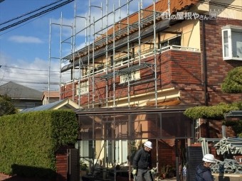 岡山南区 屋根工事 屋根足場設置