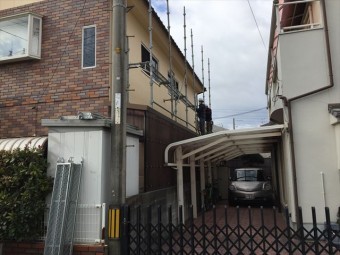 岡山南区 屋根工事 屋根足場設置
