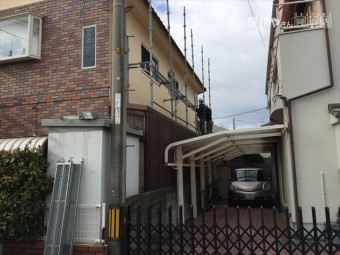 岡山南区 屋根工事 屋根足場設置