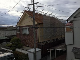 岡山南区 屋根工事 屋根足場設置